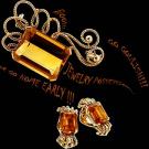 Retro Citrine Brooch And Earring Suite 4