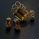 Retro Citrine Brooch And Earring Suite 3
