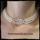 Ruser Platinum Diamond And Pearl Choker Necklace 3