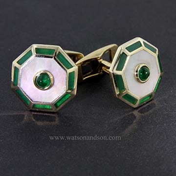 Cabochon Emerald Cuff Links 1