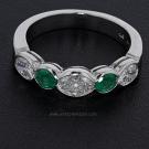Oval Emerald And Diamond Wedding Band 3