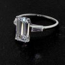 Emerald Cut Diamond Platinum Solitaire Ring 3