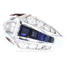 Retro Style Platinum Ruby, Sapphire And Diamond Ring 4