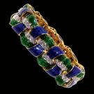 Blue And Green Guiloch`e -Enameled Bracelet With Diamonds 3