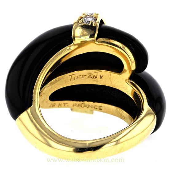 Tiffany Black Coral &Amp; Diamond Ring 5