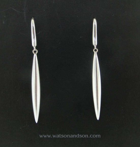 Tiffany &Amp; Co. 18K White Gold Feather Earrings 1