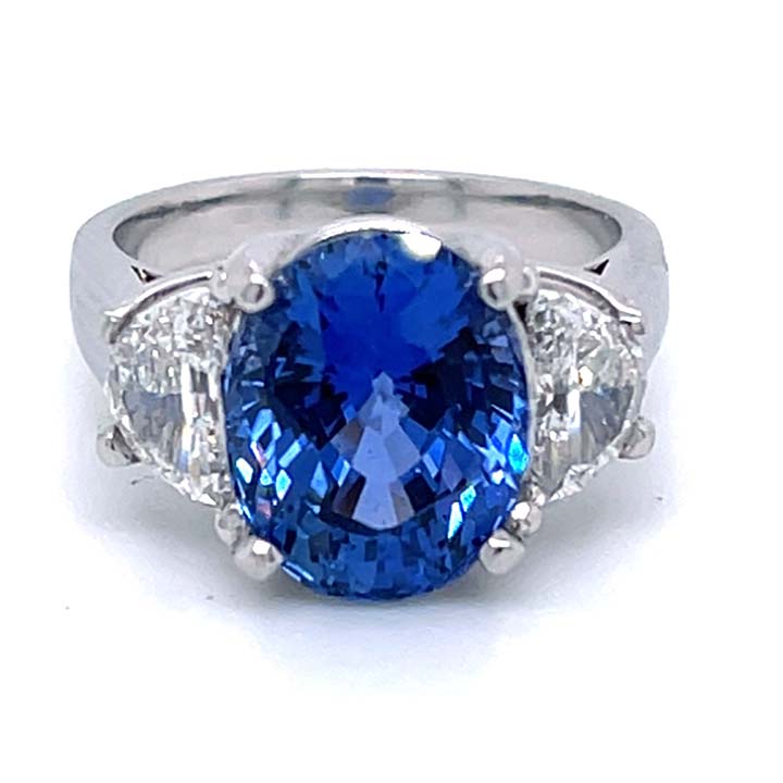 Ceylon Sapphire No Heat And Diamond Solitaire Ring • Watson & Son, Inc.