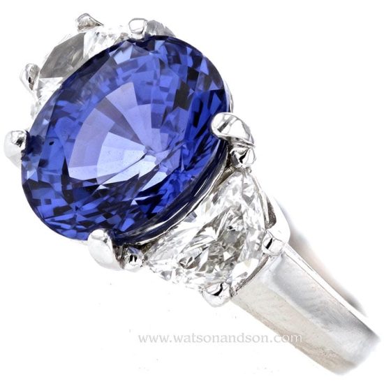 Ceylon Sapphire No Heat And Diamond Solitaire Ring 2