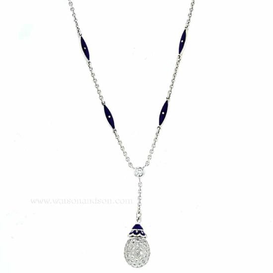 Pave Diamond Egg Lariat Necklace - Contemporary Faberge 2