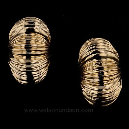 Yellow Gold Fluted Shrimp Clips 1