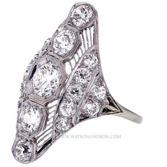 Edwardian Platinum Diamond Dinner Ring 2