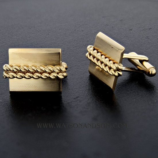 Yellow Gold Double Rope Cuff Links 3