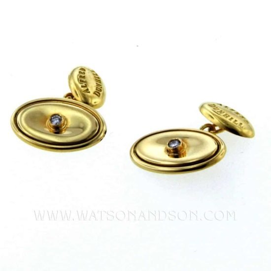 18K Alfred Dunhill Cufflinks With Diamonds 1