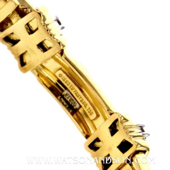 18K Tiffany &Amp; Co. Barlink Bracelet With Diamonds 6
