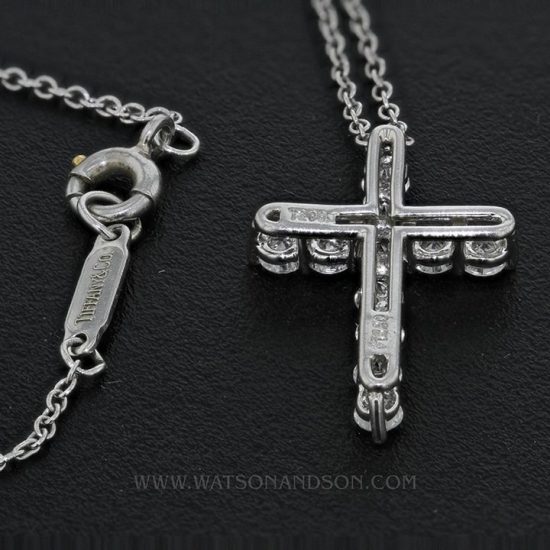 Tiffany &Amp; Co. Small Diamond Cross Pendant &Amp; Chain 2