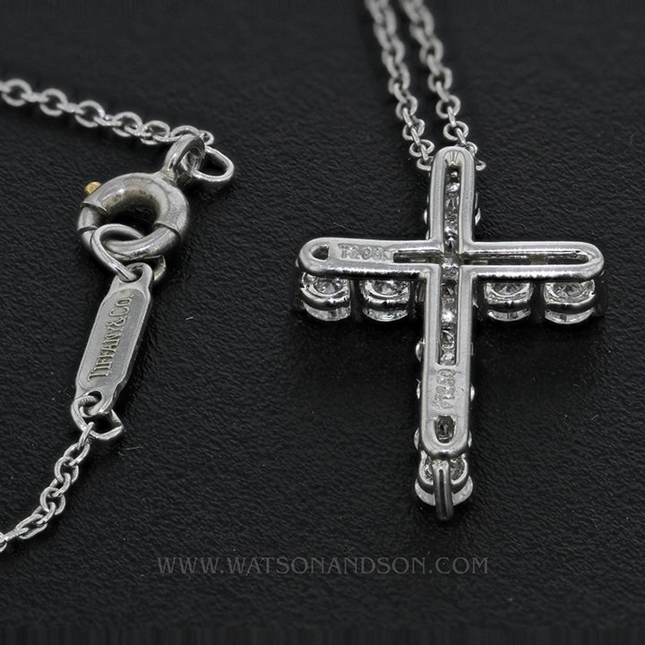 Tiffany & Co. Small Diamond Cross Pendant & Chain • Watson & Son, Inc.