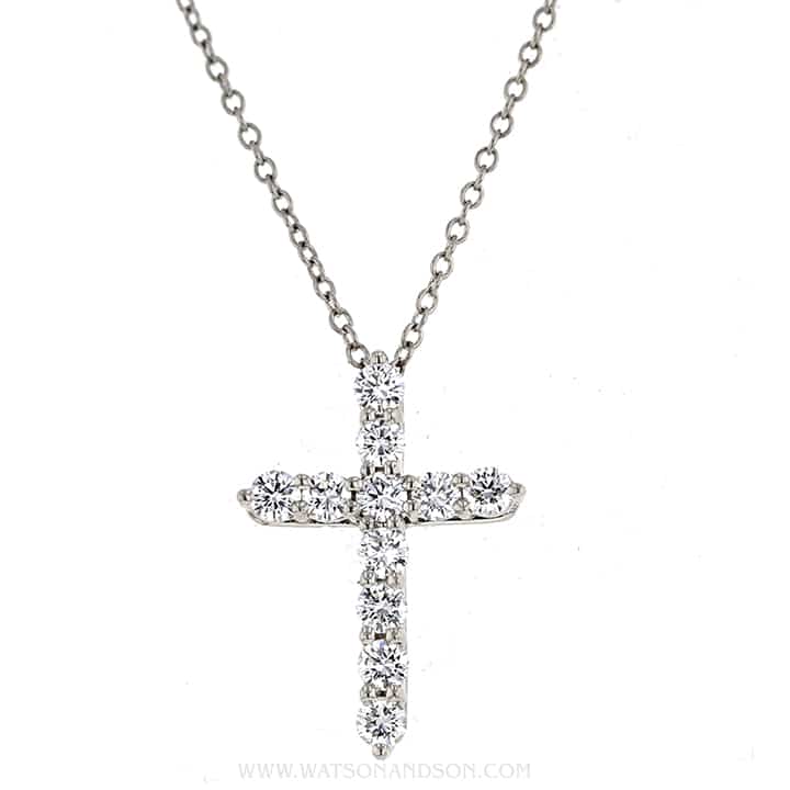 Tiffany & Co. Small Diamond Cross Pendant & Chain • Watson & Son, Inc.