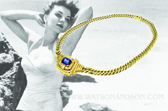 Yellow Gold Sapphire &Amp; Diamond Collar 4