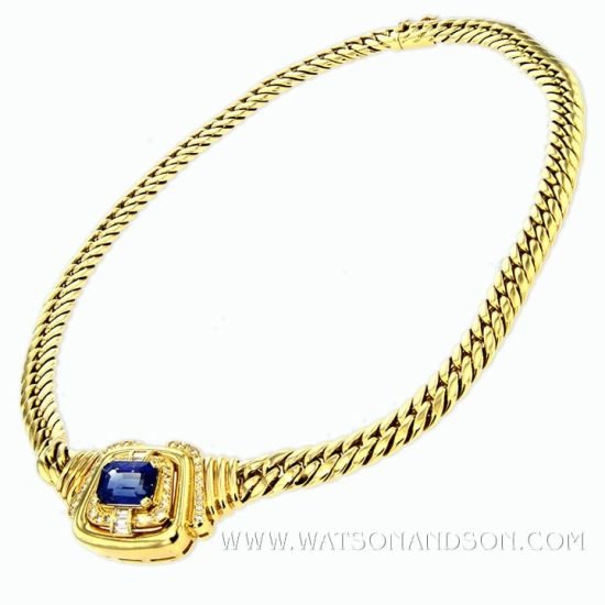 Yellow Gold Sapphire &Amp; Diamond Collar 2