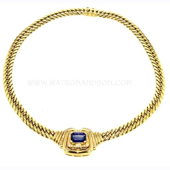 Yellow Gold Sapphire &Amp; Diamond Collar 1
