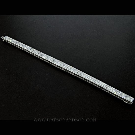 Platinum Straight Line Car`e Diamond Bracelet 2