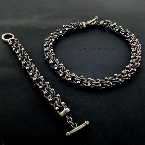 Sterling Silver Necklace And Bracelet Set 1