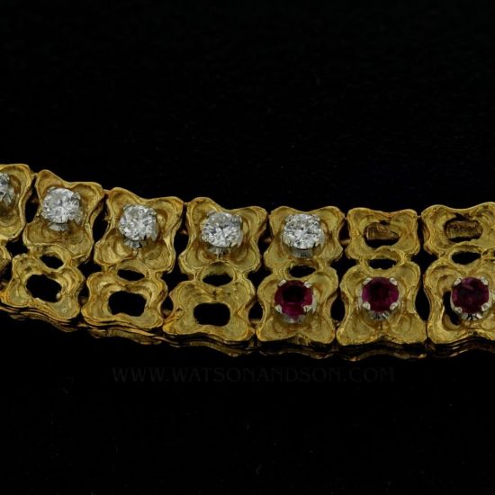 18K Brutalist Ruby And Diamond Necklace 2