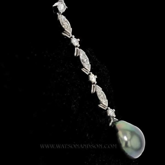 Elegant Tahitian Pearl And Diamond Drop Earrings 2