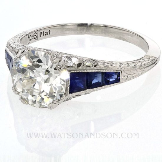 Edwardian Style Sapphire And Diamond Solitaire Ring 2