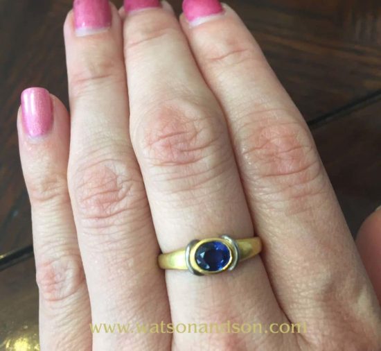 18K And Platinum Oval Sapphire Ring 5