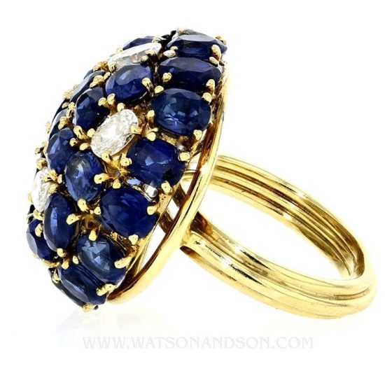 Sapphire And Diamond Dome Ring 5