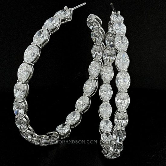 Oval Diamond Inside Out Hoop Earrings 1