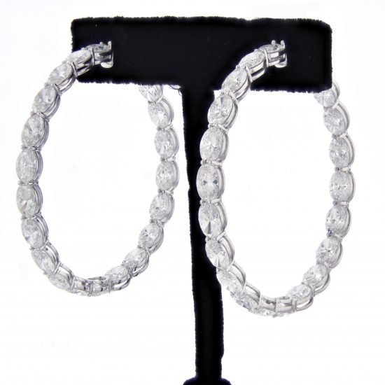 Oval Diamond Inside Out Hoop Earrings 3