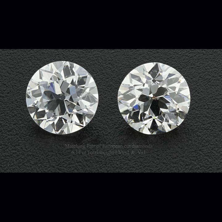 Matching Pair Of European Cut Diamonds • Watson & Son, Inc.