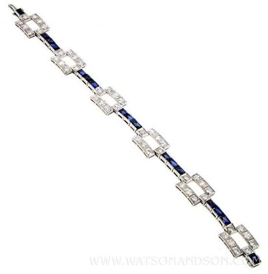 Deco Sapphire And Diamond Platinum Bracelet 3