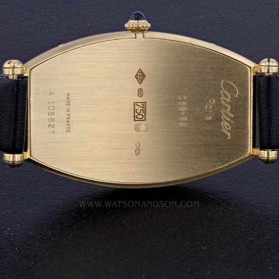 18K Yellow Gold Cartier Paris Tonneau Cintrée Strap Watch 4