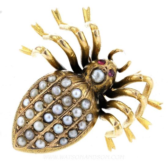Anansi The Victorian Seed Pearl Spider Pin 1