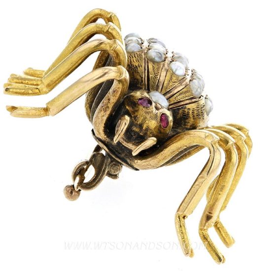 Anansi The Victorian Seed Pearl Spider Pin 4