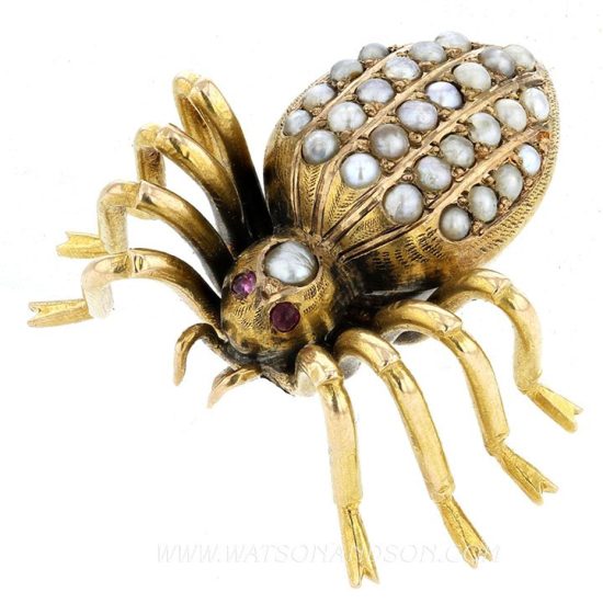 Anansi The Victorian Seed Pearl Spider Pin 2