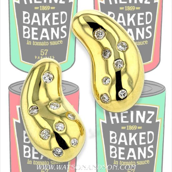 Yellow Gold Diamond Bean Clip Earrings 5