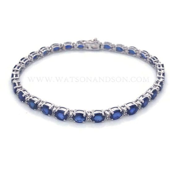 Sapphire And Diamond Straight Line Bracelet 2