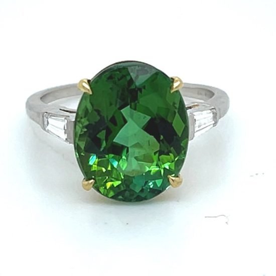 Green Tourmaline And Diamond Solitaire Ring - Image 4