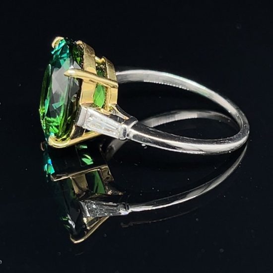 Green Tourmaline And Diamond Solitaire Ring - Image 3