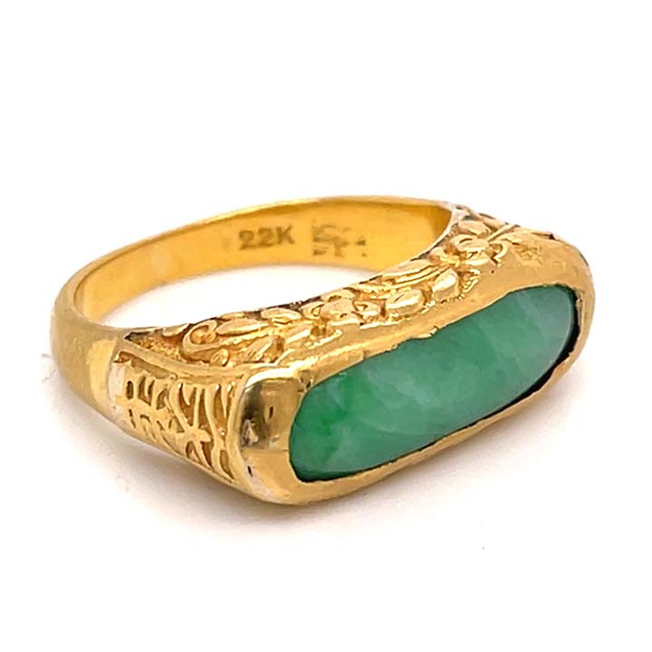 Jade Saddle Ring In 22 Kt Gold • Watson & Son, Inc.