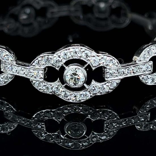 French Art Deco Platinum And Diamond Bracelet 3