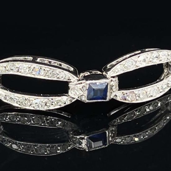 French Art Deco Platinum Diamond And Natural Sapphire Bracelet 3