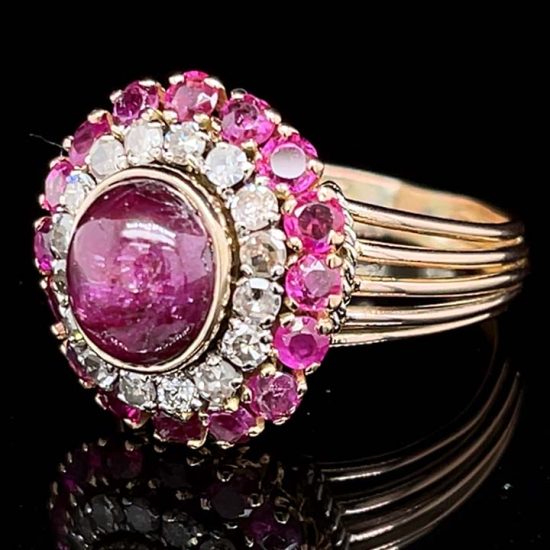 Ruby And Diamond Retro Cluster Ring 2