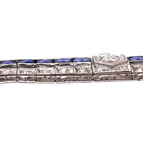 Art Deco Platinum Sapphire And Diamond Bracelet 6