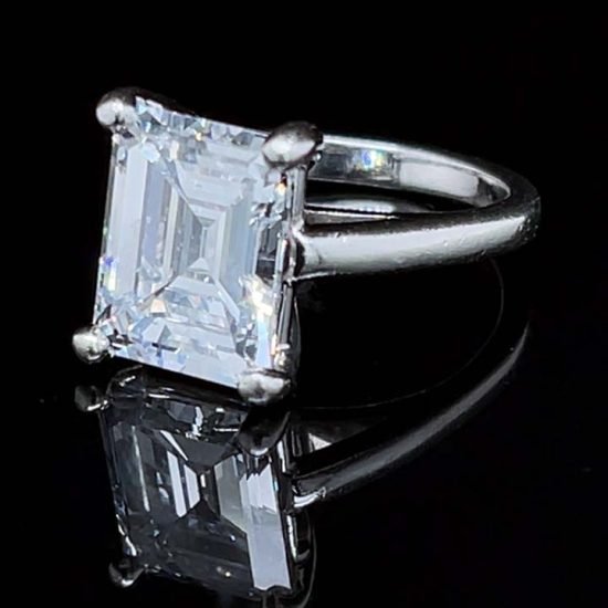 Emerald Cut Diamond Solitaire Platinum Ring 2