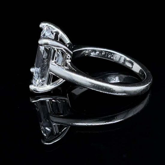 Emerald Cut Diamond Solitaire Platinum Ring 5